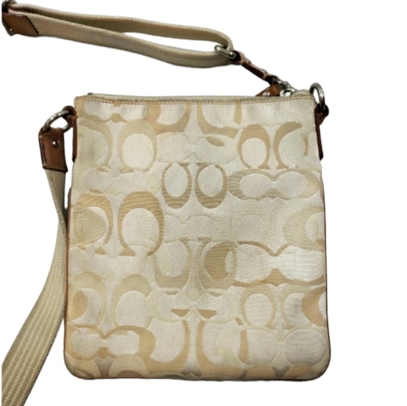 Coach Swing Pack Yellow Canvas Leather Messenger Crossbody Purse #41256 - Picture 3 of 10